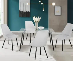 OTTO home Essgruppe »Danny-Malio« Set, Set 140 cm, 5 Stk. tlg. Glastisch 140x80 cm mit 4 Stühlen (Veloursstoff), Gestell aus Metall