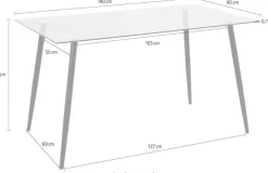 OTTO home Essgruppe »Danny-Malio« Set, Set 140 cm, 5 Stk. tlg. Glastisch 140x80 cm mit 4 Stühlen (Veloursstoff), Gestell aus Metall