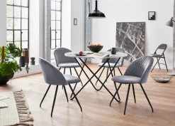 OTTO home Essgruppe »Emmajonas« Set, 5 Stk. tlg. moderner runder Tisch in Marmoroptik