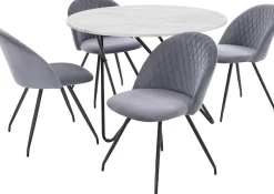 OTTO home Essgruppe »Emmajonas« Set, 5 Stk. tlg. moderner runder Tisch in Marmoroptik