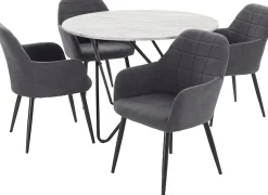 OTTO home Essgruppe »JonasMara« Set, 5 Stk. tlg. runder Tisch in Marmoroptik