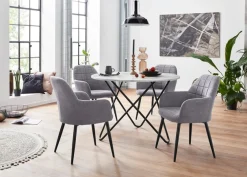 OTTO home Essgruppe »JonasMara« Set, 5 Stk. tlg. runder Tisch in Marmoroptik