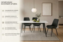 OTTO home Essgruppe »Juniper« Set, 5 tlg. Tisch 140x80cm in Sinterstein-Keramikoptik mit 4 Stühlen, 360° drehbar