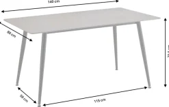 OTTO home Essgruppe »Juniper« Set, 5 tlg. Tisch 140x80cm in Sinterstein-Keramikoptik mit 4 Stühlen, 360° drehbar