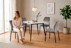 OTTO home Essgruppe »Nora« Set, 5 tlg. mit 4 bequemen Stühlen, Esstisch aus gesintertem Stein in Keramikoptik