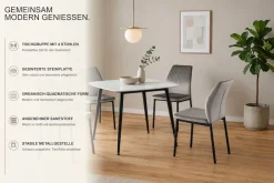 OTTO home Essgruppe »Nora« Set, 5 tlg. mit 4 bequemen Stühlen, Esstisch aus gesintertem Stein in Keramikoptik