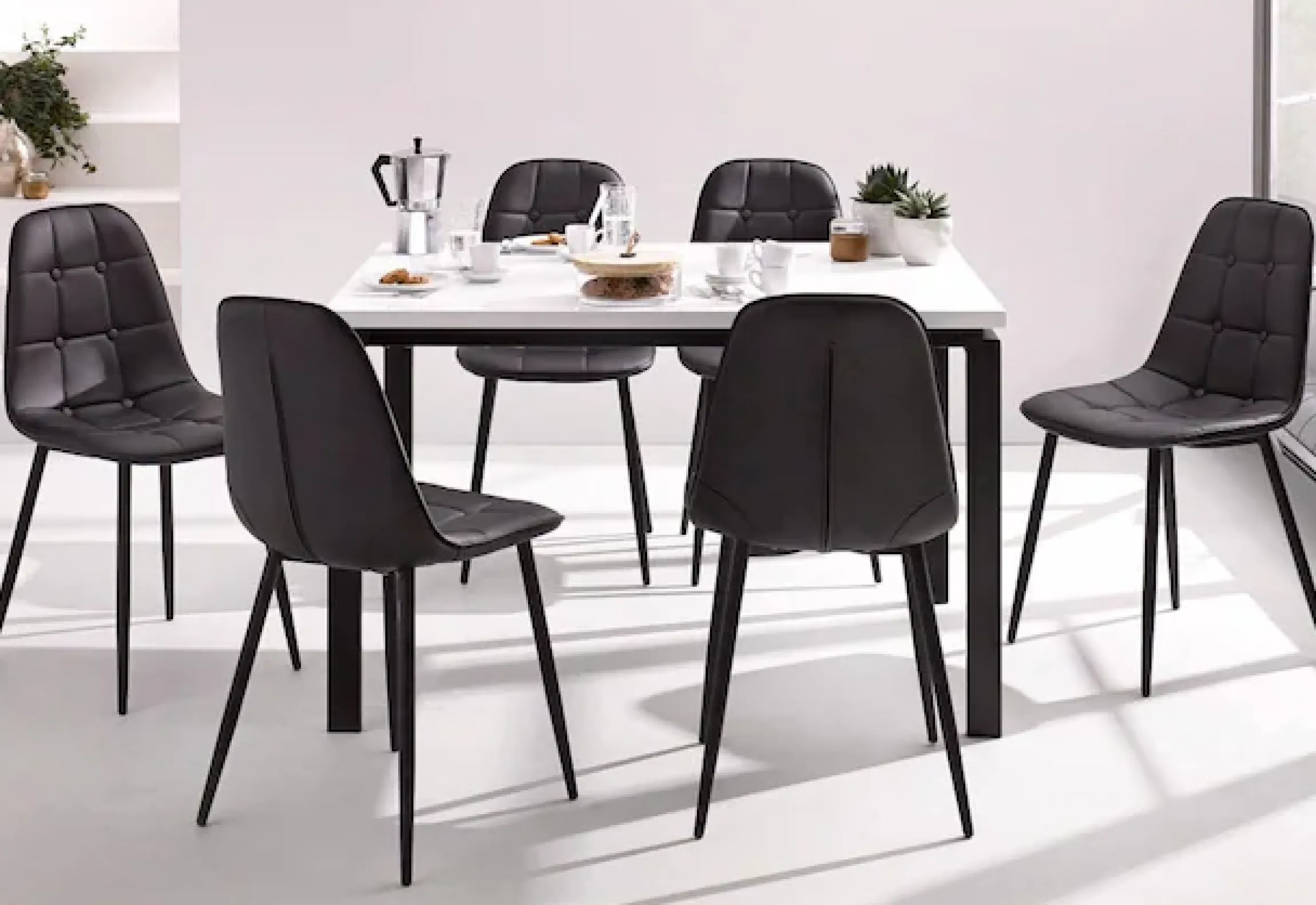 OTTO home Essgruppe 5 Stk. tlg. Esstisch, Breite 160 cm und 4 Esszimmerstühle, Bezug in Kunstleder