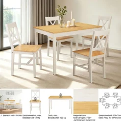 OTTO home Essgruppe »Willow« Set, 5 tlg. Esstisch mit 4 Stühlen, aus massivem Kiefernholz
