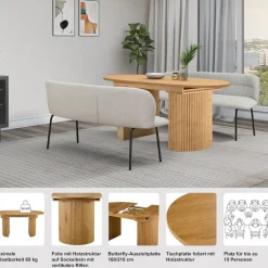 OTTO home Esstisch »Gartempe« ausziehbar 160-210 cm, Synchronauszug, inkl Einlegeplatte, Breite 90cm