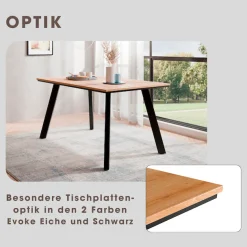 OTTO home Esstisch »Genf, extra viel Beinfreiheit, natürliches Eichedekor« pflegeleichter Küchentisch, Breite 140 cm, Evoke Eichenachbildung