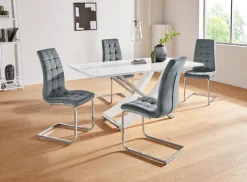 OTTO home Esstisch »Kaleo« Hochglanz, mit Chromabsetzen, Breite 160 cm