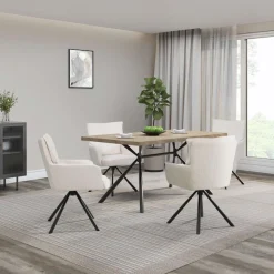 OTTO home Esstisch »Larchant« Tischplatte in Fischgrätoptik, schwarze Metallbeine, Höhe 76 cm