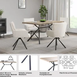 OTTO home Esstisch »Larchant« Tischplatte in Fischgrätoptik, schwarze Metallbeine, Höhe 76 cm