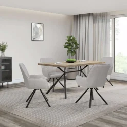 OTTO home Esstisch »Larchant« Tischplatte in Fischgrätoptik, schwarze Metallbeine, Höhe 76 cm