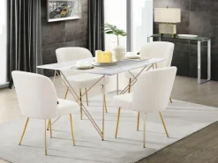 OTTO home Esstisch »Louie« Tisch, Küchentisch, OTTOs Choice, 1 Stk. tlg. mit Tischplatte in Marmor Optik, Gestell aus Metall golden, Höhe 76 cm