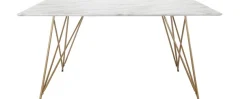 OTTO home Esstisch »Louie« Tisch, Küchentisch, OTTOs Choice, 1 Stk. tlg. mit Tischplatte in Marmor Optik, Gestell aus Metall golden, Höhe 76 cm