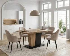 OTTO home Esstisch »MONOLITH, ausziehbar 150 -230 cm, inklusive 2x 40 cm Einlegeplatte« V-Gestell mit Bodenplatte, Tisch, Küchentisch, Esszimmer, Küche