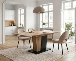 OTTO home Esstisch »MONOLITH, ausziehbar 150 -230 cm, inklusive 2x 40 cm Einlegeplatte« V-Gestell mit Bodenplatte, Tisch, Küchentisch, Esszimmer, Küche