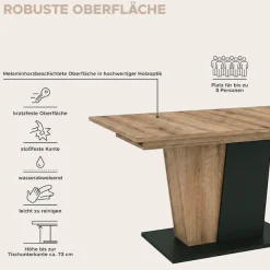 OTTO home Esstisch »MONOLITH, ausziehbar 150 -230 cm, inklusive 2x 40 cm Einlegeplatte« V-Gestell mit Bodenplatte, Tisch, Küchentisch, Esszimmer, Küche
