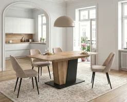 OTTO home Esstisch »MONOLITH, ausziehbar 150 -230 cm, inklusive 2x 40 cm Einlegeplatte« V-Gestell mit Bodenplatte, Tisch, Küchentisch, Esszimmer, Küche
