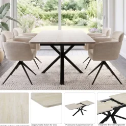 OTTO home Esstisch »Secchia« ausziehbar 160-200 cm, Synchronauszug, inkl Einlegeplatte, Breite 90cm