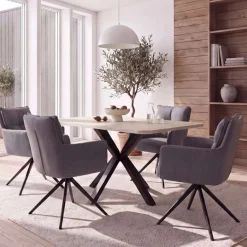 OTTO home Esstisch »Secchia« ausziehbar 160-200 cm, Synchronauszug, inkl Einlegeplatte, Breite 90cm