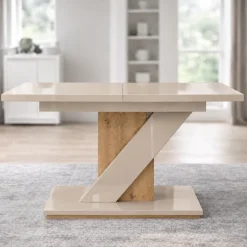 OTTO home Esstisch »Veneto, Säulentisch, Speisetisch, Küchentisch, ausziehbar bis 160 cm« Platz für bis zu 6 Personen, verlängerbar durch Einlegeplatte