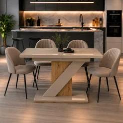 OTTO home Esstisch »Veneto, Säulentisch, Speisetisch, Küchentisch, ausziehbar bis 160 cm« Platz für bis zu 6 Personen, verlängerbar durch Einlegeplatte