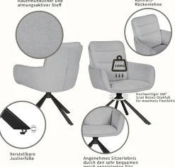 OTTO home Esszimmerstuhl »Asly« (Set) 2 Stk.mit hochwertigem Webstoff, Metallgestell und 360°-Funktion