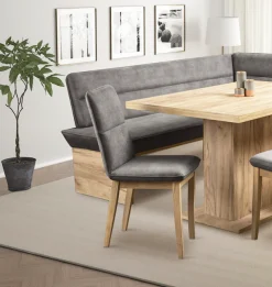 OTTO home Esszimmerstuhl »Beluna + Cross Essecke Sitzgruppe Eckbank Küchenbank« (Set) 2 Stk.Gestell und Beine aus massiver Eiche modernes Landhaus