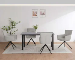 OTTO home Esszimmerstuhl »Corrdell« (Set) 2 Stk.edler Webstoff Bezug, schwarzes pulverbeschichtetes Metallgestell