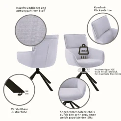 OTTO home Esszimmerstuhl »Cusey, 360° drehbar, extra dicke Polsterung, 2er-Set« (Set) 2 Stk.mit 360° Metallfuß, Komfort-Rückenlehne und hautfreundlichem Webstoff