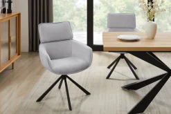 OTTO home Esszimmerstuhl »Cusey, 360° drehbar, extra dicke Polsterung, 2er-Set« (Set) 2 Stk.mit 360° Metallfuß, Komfort-Rückenlehne und hautfreundlichem Webstoff