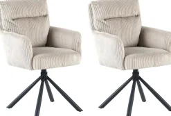 OTTO home Esszimmerstuhl »Justin« (Set) 2 Stk.gemütlicher Sessel mit Taschenfederkern, 360 Grad drehbar, Grob - Cord