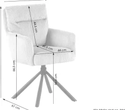OTTO home Esszimmerstuhl »Justin« (Set) 2 Stk.gemütlicher Sessel mit Taschenfederkern, 360 Grad drehbar, Grob - Cord