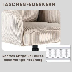 OTTO home Esszimmerstuhl »Justin« (Set) 2 Stk.gemütlicher Sessel mit Taschenfederkern, 360 Grad drehbar, Grob - Cord