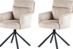 OTTO home Esszimmerstuhl »Justin« (Set) 2 Stk.gemütlicher Sessel mit Taschenfederkern, 360 Grad drehbar, Grob - Cord