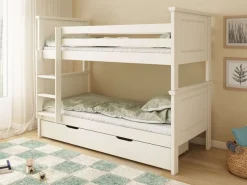 OTTO home Etagenbett »Erik, teilbar in 2 Einzelbetten, Kassettenoptik, Landhausstil« mit Lattenroste, Massivholz, Made in EU