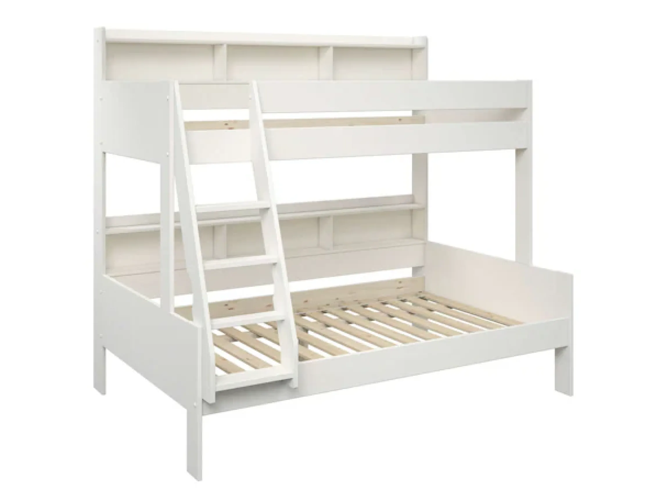 OTTO home Etagenbett »Jaime II, Stockbett, viel Stauraum, mit Regalen, Massivholz mit MDF« Oberes Bett 90x200cm, unteres Bett 120x200cm,breite Liegefläche unten, FSC®, Made EU, 3. Schlafgelegenheit optional