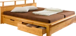 OTTO home Funktionsbett »"FINJA " Kieferbett, Futonbett, Kopfteil mit Ablagefläche« zertifiziertes Massivholz, Schubkästen optional
