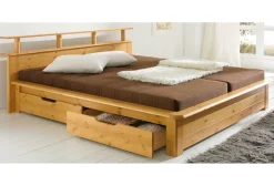OTTO home Funktionsbett »"FINJA " Kieferbett, Futonbett, Kopfteil mit Ablagefläche« zertifiziertes Massivholz, Schubkästen optional