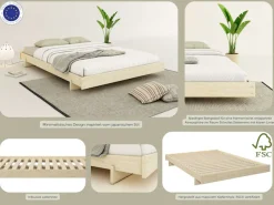OTTO home Futonbett »Senja, Bett, Massivholzbett, minimalistisches Design« B/T/H: 148/205,1/22,6 cm,inklusive Lattenrost, Liegefläche 140x200 cm, aus massiver Kiefer