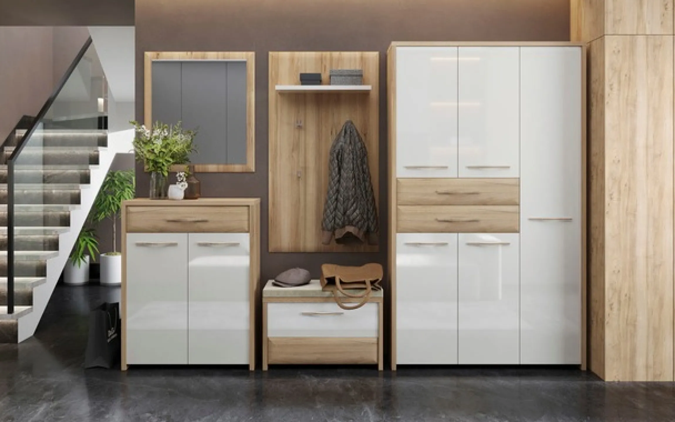 OTTO home Garderobenpaneel »Gala« Hochglanz, mit Ablageboden und 4 Metallhaken