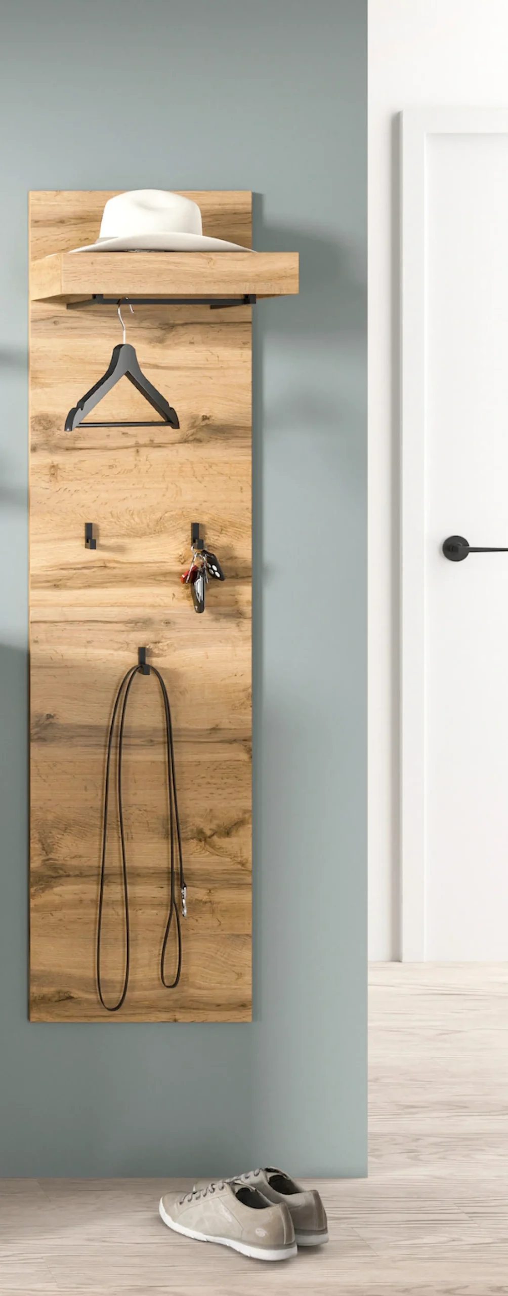 OTTO home Garderobenpaneel »MAMBO II, Höhe 150cm, 1 Kleiderstange & Hutablage, 3 Haken« individuell mit weiteren Artikeln der Serie MAMBO kombinierbar, 1 Stk. tlg. Paneel, Garderobe, Flur, Diele, Hakenleiste, Flurgarderobe