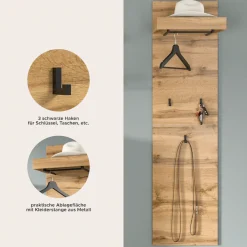 OTTO home Garderobenpaneel »MAMBO II, Höhe 150cm, 1 Kleiderstange & Hutablage, 3 Haken« individuell mit weiteren Artikeln der Serie MAMBO kombinierbar, 1 Stk. tlg. Paneel, Garderobe, Flur, Diele, Hakenleiste, Flurgarderobe
