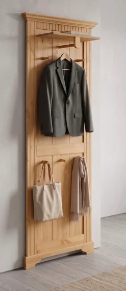 OTTO home Garderobenpaneel »Rustic« aus massiver Kiefer, Höhe 190 cm, mit Ablage, Holzhaken