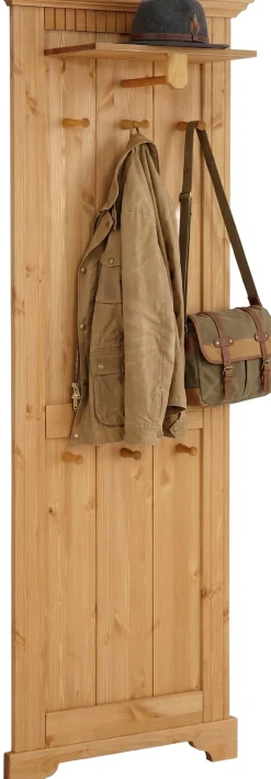 OTTO home Garderobenpaneel »Rustic« aus massiver Kiefer, Höhe 190 cm, mit Ablage, Holzhaken