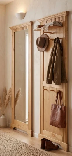 OTTO home Garderobenpaneel »Rustic« aus massiver Kiefer, Höhe 190 cm, mit Ablage, Holzhaken