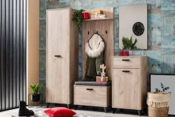OTTO home Garderobenpaneel »Umbria, Wandregal mit Haken, Wandgarderobe, Aufhänger« mit Regal, Höhe 137 cm, in Grau Eiche