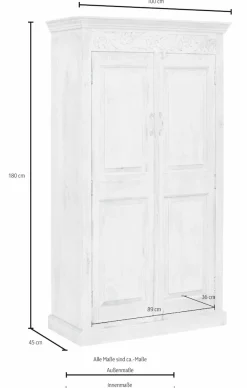 OTTO home Garderobenschrank »Devdan« mit dekorativen Fräsungen oben, Breite 100 cm, viel Stauraum